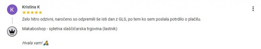 Mnenje o hitrem odzivu spletne slaščičarske trgovine Makaboshop.si