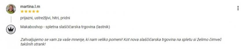 Spletna trgovina za slaščičarje Makaboshop bogatejša še za eno odlično oceno
