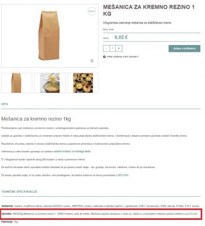 Doziranje kremne rezine