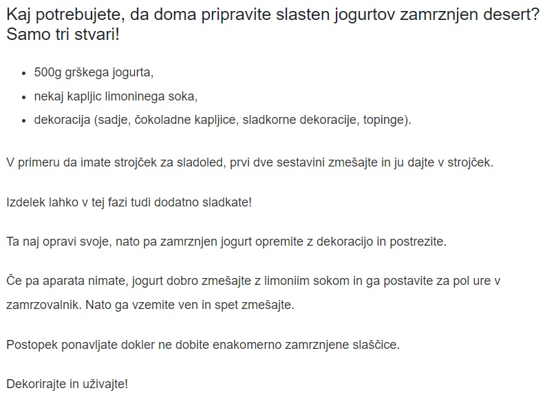 Recept za preprost jogurtov sladoled