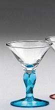 steklen kozarec z modrim pecljem