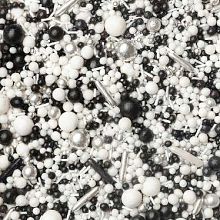 črno bel sladkorni posip za sladice in popsike 