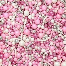 roza belo srebrn sladkorni posip za slaščice