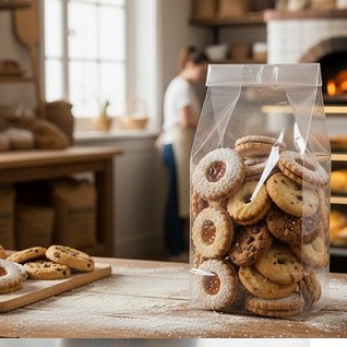 celofanska vrečka polna slastnih piškotov