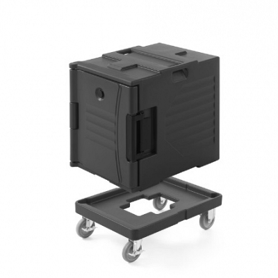 črn voziček za hendi termoboxe za lažje prevažanje