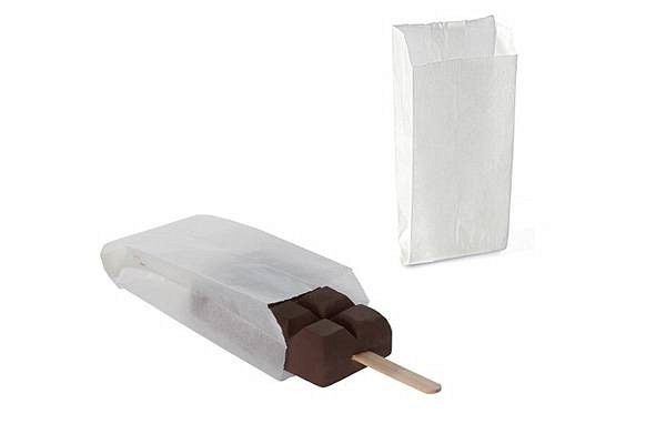 bela papirnata vrečka za pakiranje sladolednih lučk končnemu kupcu