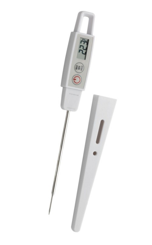 bel termometer s sondo in odčitovalnikom in pokrovčkom
