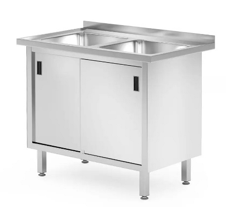 inox omarica z vrati in dvema umivalnikoma