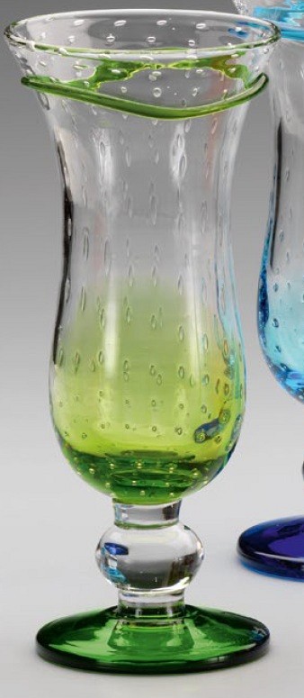 Steklen kozarec, zelen dekor Art.446/V fi10,5x24,5cm,400ml