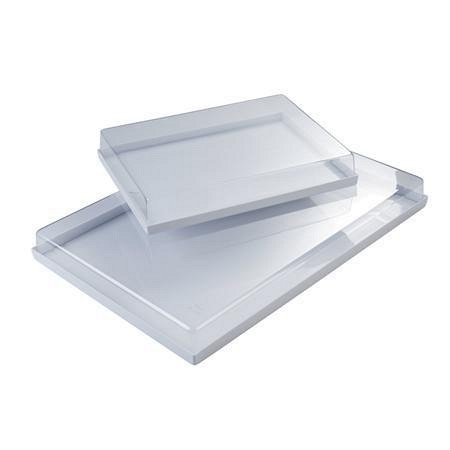 Bel pladenj+prozoren pokrov 59,5x39,5 h6,2 VC60X40
