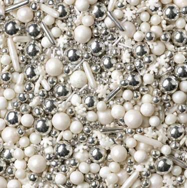 srebrno bel sladkorni posip za večno mlade sladice