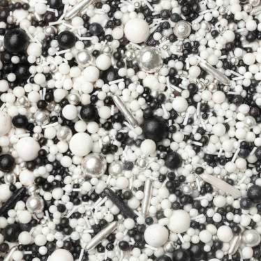 črno bel sladkorni posip za sladice in popsike 