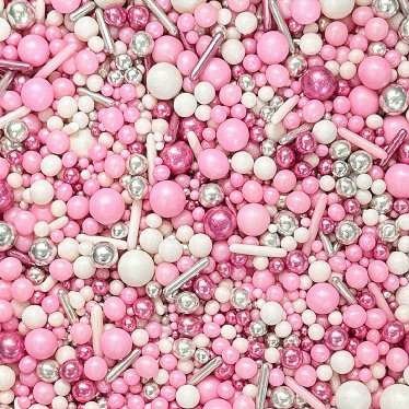 roza belo srebrn sladkorni posip za slaščice