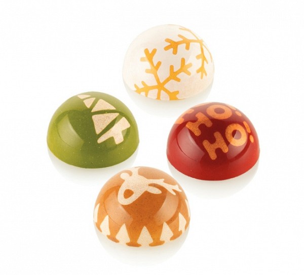 praline z odtisnjenim božičnim motivom