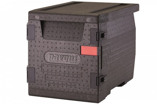 termobox z vratci za odpiranje in lažje vstavljanje jedi ali posod