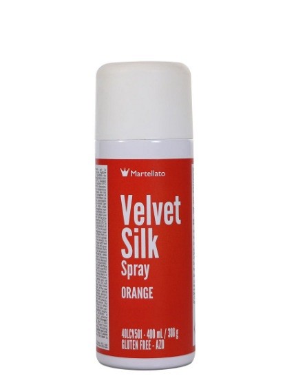 velvet silk oranžen sprej za obarvanje zamrznjenih slaščic